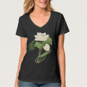 東インドの植物画 ロータスフラワー Tシャツ (正面)