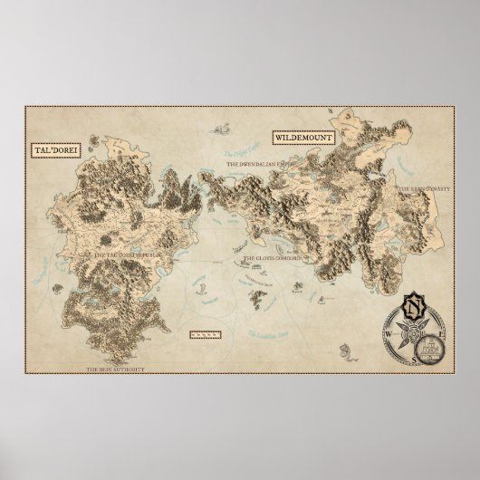 東エサンドリアの注釈を付けた地図 ポスター (正面)