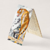 東カッコいい洋ふわ中国のふわふわ虎の水色インク 名刺 (正面)