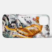 東カッコいい洋ふわ中国のふわふわ虎の水色インク Case-Mate iPhoneケース (裏面 (横))