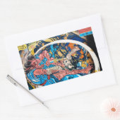 東クール国古代武士の鬼戦 長方形シール (封筒)