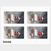 東クール国川瀬冬景画 長方形シール (シート)