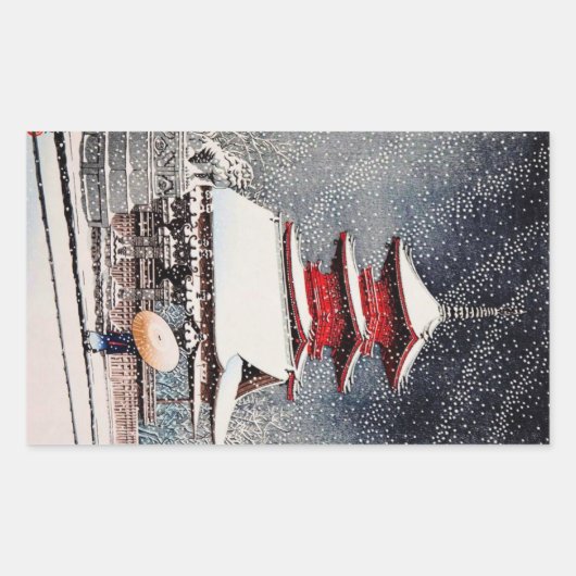 東クール国川瀬冬景画 長方形シール (正面)