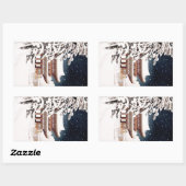 東クール方蓮居川瀬の冬景色 長方形シール (シート)