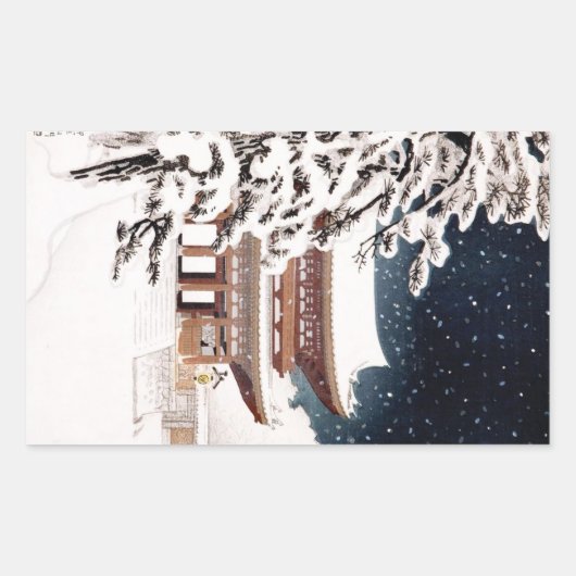 東クール方蓮居川瀬の冬景色 長方形シール (正面)