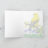 東ゴールドフィンチ鳥の紫の木のスミレ シーズンカード (内部)