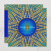 東サンブルー王室の金ゴールドスパークル結婚ズ 招待状 (正面/裏面)