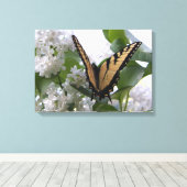 東タイガースワローテールオンホワイトブッシュ薄紫 キャンバスプリント (インサイチュ (ウッドフロア))