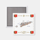 東ティモールの地図+フラッグマグネット マグネット (正面/裏面)