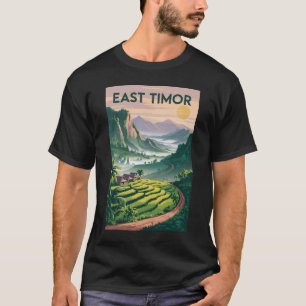 東ティモールの田園 ヴィンテージイラストの旅のアート Tシャツ
