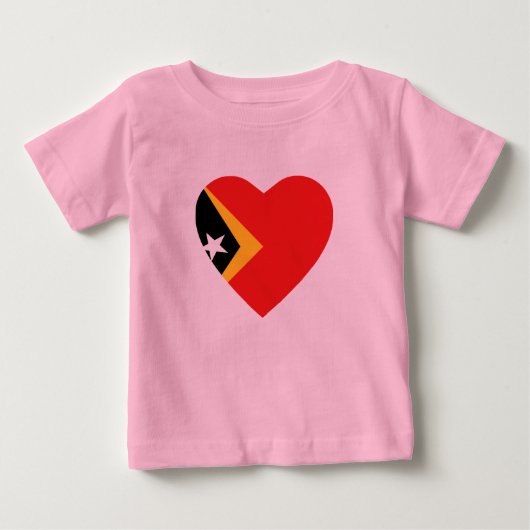 東ティモール国旗のハートTシャツ ベビーTシャツ (正面)