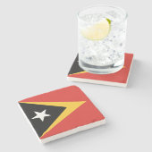 東ティモール国旗 ストーンコースター (横)