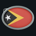 東ティモール国旗 卵形バックル<br><div class="desc">東ティモールの愛国国旗。</div>
