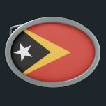 東ティモール国旗 卵形バックル<br><div class="desc">東ティモールの愛国国旗。</div>