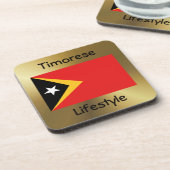東ティモール国旗+文字コースター コースター (左側)