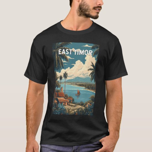 東ティモール イラスト 旅行 アート ヴィンテージ Tシャツ (正面)