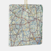 東テキサス州のクリスマス装飾品とヴィンテージマップ セラミックオーナメント (右)