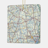 東テキサス州のクリスマス装飾品とヴィンテージマップ セラミックオーナメント (左)