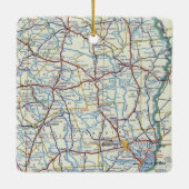 東テキサス州のクリスマス装飾品とヴィンテージマップ セラミックオーナメント (裏面)