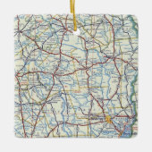 東テキサス州のクリスマス装飾品とヴィンテージマップ セラミックオーナメント (正面)