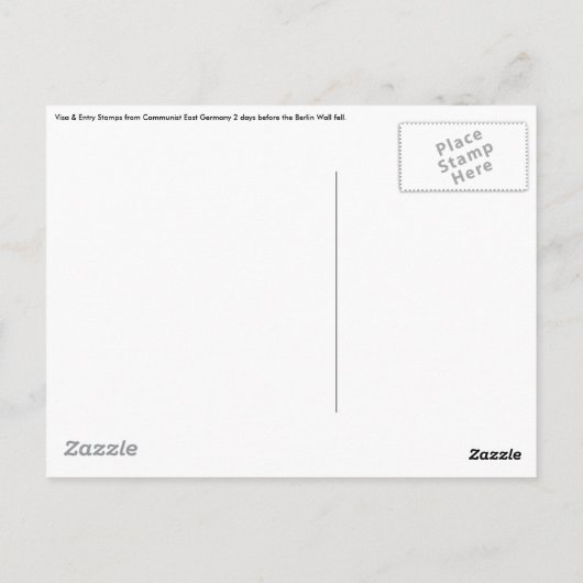 東ドイツ共産主義のビザと入国切手 ポストカード (裏面)