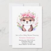 東ピンクのフローラ泣き女の子の赤ちゃんシャワー 招待状 (正面)