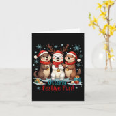 東フェスティバルおもしろいクリスマスオッター動物動物 カード (黄色い花)