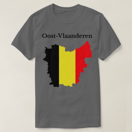 東フランダース州地図ベルギー Tシャツ (デザイン正面)