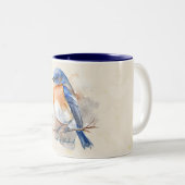 東ブルーバードブルー素朴オレンジウォーター色 ツートーンマグカップ (正面右)