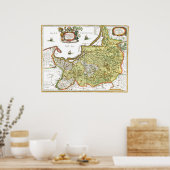 東プロシアの地図 ポスター (キッチン)