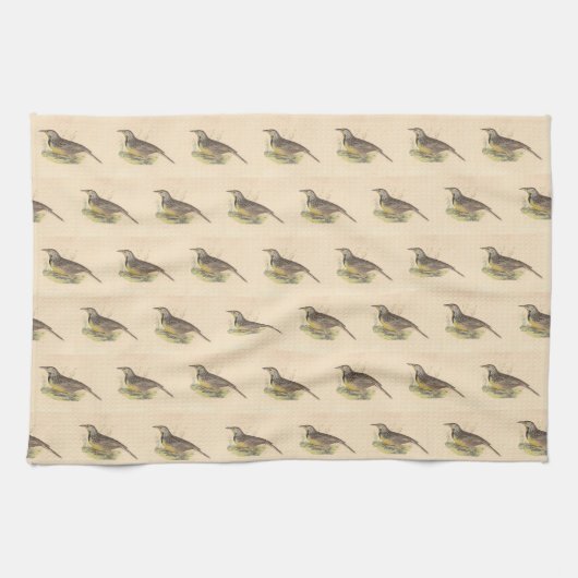 東メドウラーク(チョウセンアサガオ) NY鳥 キッチンタオル (横)