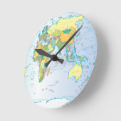東世界地図時計 ラウンド壁時計 (傾斜)