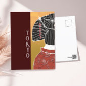 東京きもの浴衣の神社手図解入りの、写真付きの紙 ポストカード