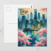 東京さくらんぼ花咲き葉書 – 桜with City ポストカード (正面/裏面)