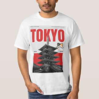 東京と猫好き Tシャツ
