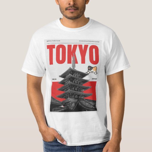 東京と猫好き Tシャツ (正面)