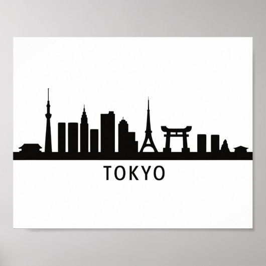 東京のスカイラインシルエット 日本の都市景観の旅 ポスター (正面)