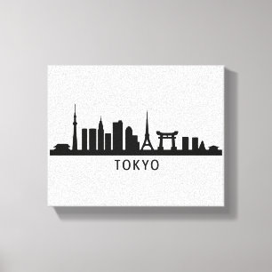 東京のスカイライン・シルエット 日本の都市景観の旅 キャンバスプリント