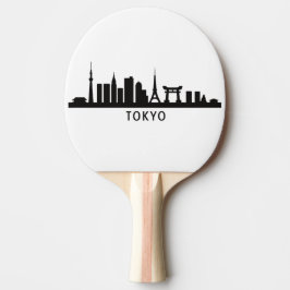 東京のスカイライン・シルエット 日本の都市景観の旅 卓球ラケット