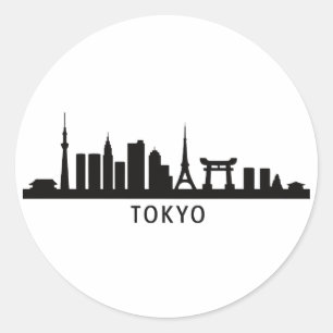 東京のスカイライン・シルエット 日本の都市風景の旅 ラウンドシール
