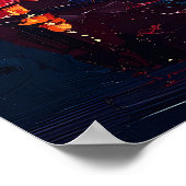 東京のネオンの夢 – きらめく街の反射 ポスター (角)