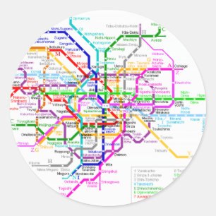 東京の地下鉄の地図 ラウンドシール