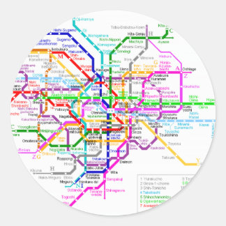 東京の地下鉄の地図 ラウンドシール