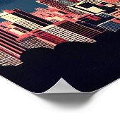 東京の夕日とさくらんぼの花 ポスター (角)