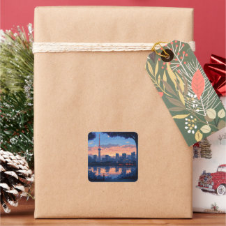 東京の夕暮れの風景　ステッカー スクエアシール