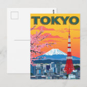 東京の夕焼けと富士山 ポストカード (正面/裏面)