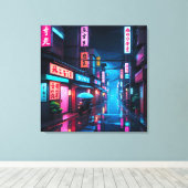 東京の夜の街並みLoFiアート キャンバスプリント (インサイチュ (ウッドフロア))