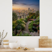 東京の屋上庭園の夕日 ポスター (キッチン)