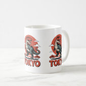 東京の恐竜 - レトロT-Rex日本 コーヒーマグカップ (正面右)