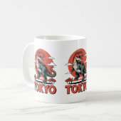 東京の恐竜 - レトロT-Rex日本 コーヒーマグカップ (正面左)